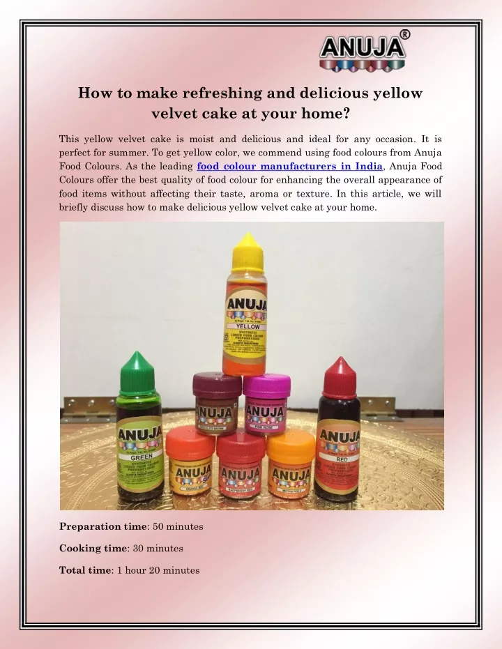 how to make refreshing and delicious yellow