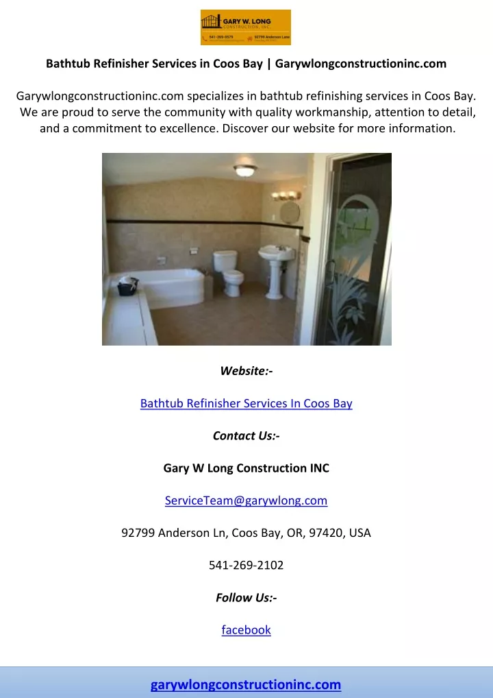 bathtub refinisher services in coos
