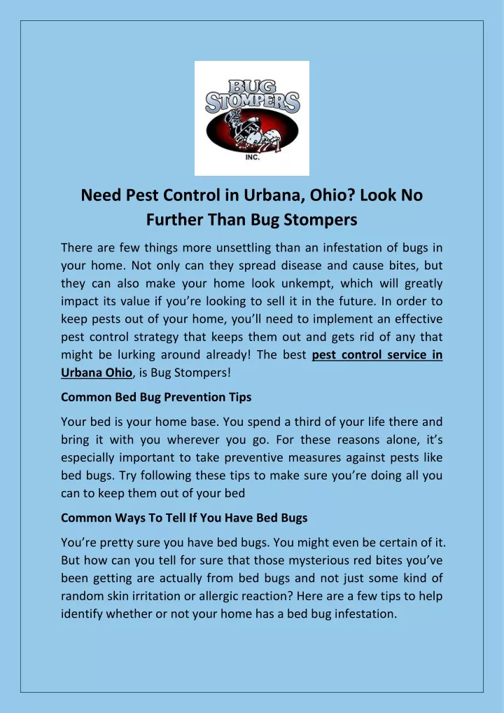 need pest control in urbana ohio look no further