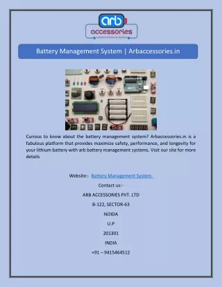 Battery Management System | Arbaccessories.in