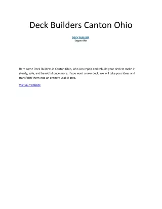 Deck Builders Canton Ohio