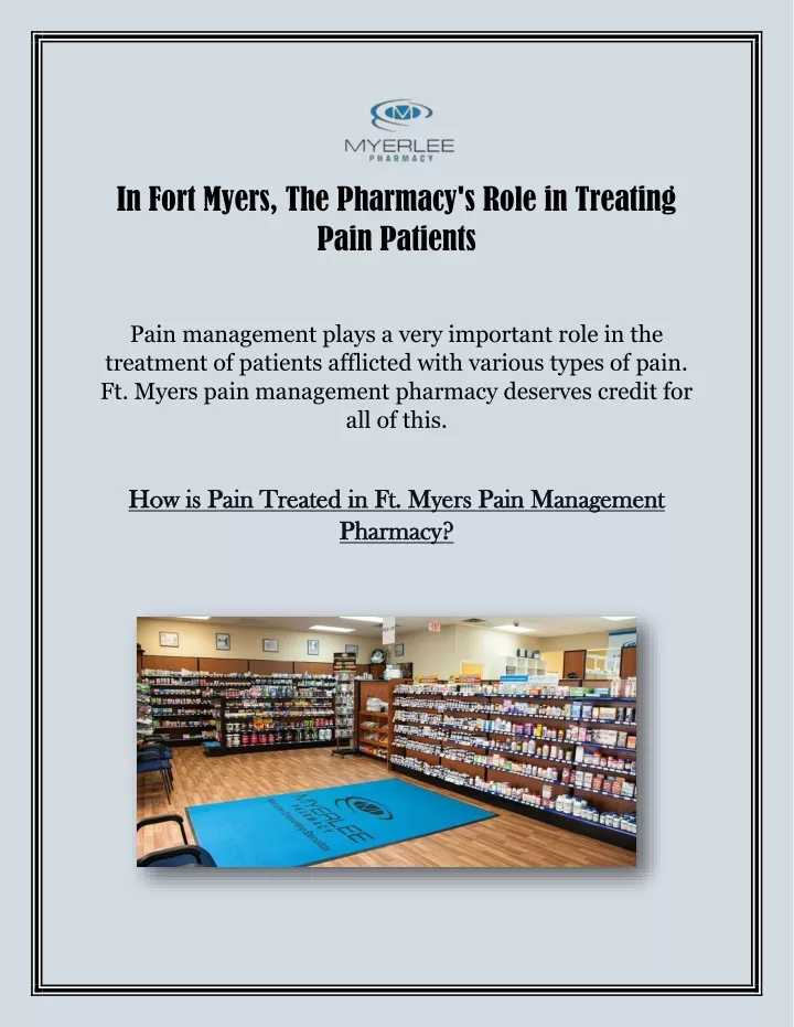 in fort myers the pharmacy s role in treating