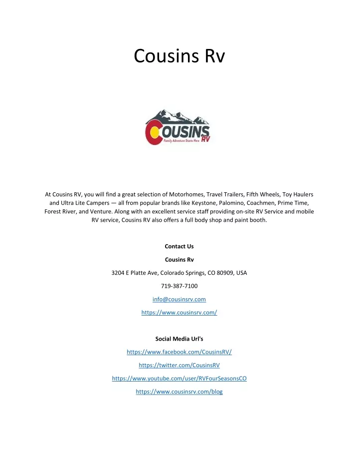 cousins rv