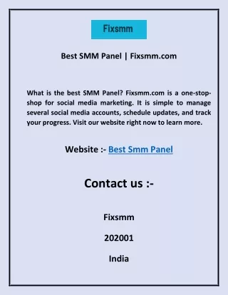 Best SMM Panel  Fixsmm