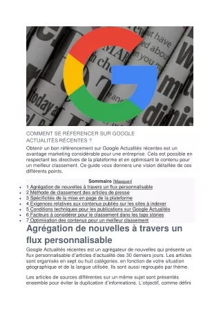 Guide complet : savoir se référencer sur Google actualités récentes.