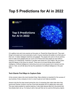 Top 5 Predictions for AI in 2022