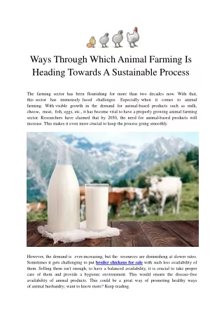 Ways Through Which Animal Farming Is Heading Towards A Sustainable Process