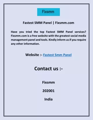 Fastest SMM Panel  Fixsmm