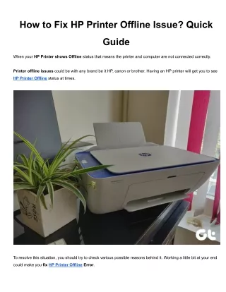 how to fix hp printer offline issue quick