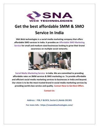 Get the best affordable SMM & SMO Service In India