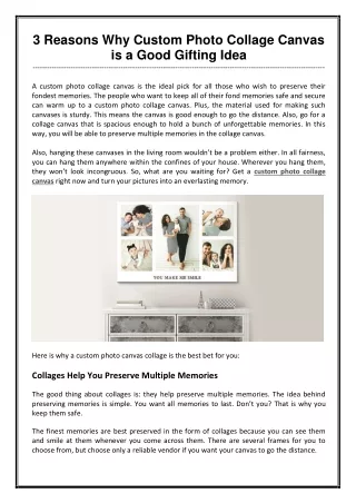 3 reasons why custom photo collage canvas