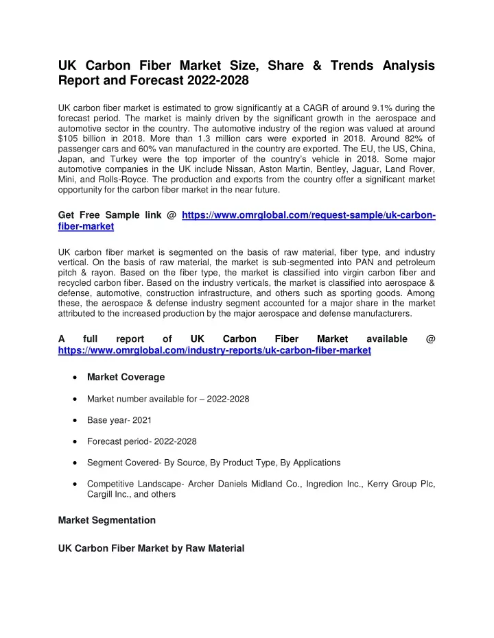 uk carbon fiber market size share trends analysis