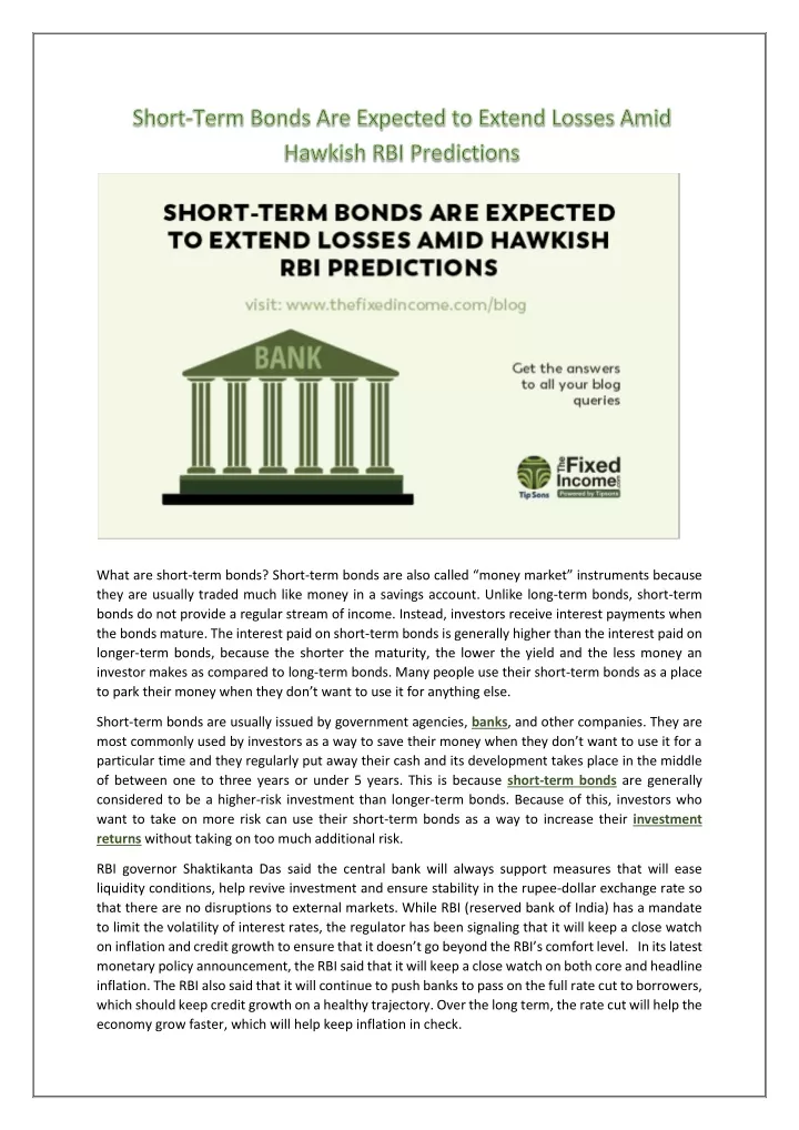 what are short term bonds short term bonds