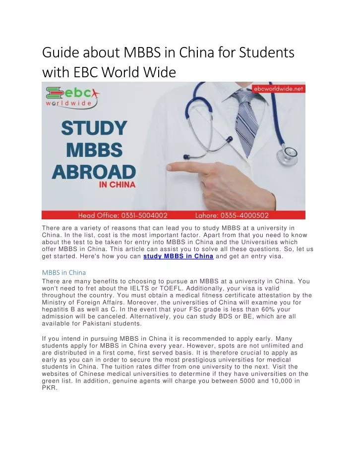 guide about mbbs in china for students with
