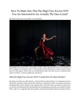 how to make sure that the high class escorts