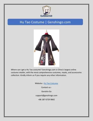 Hu Tao Costume | Genshingo.com