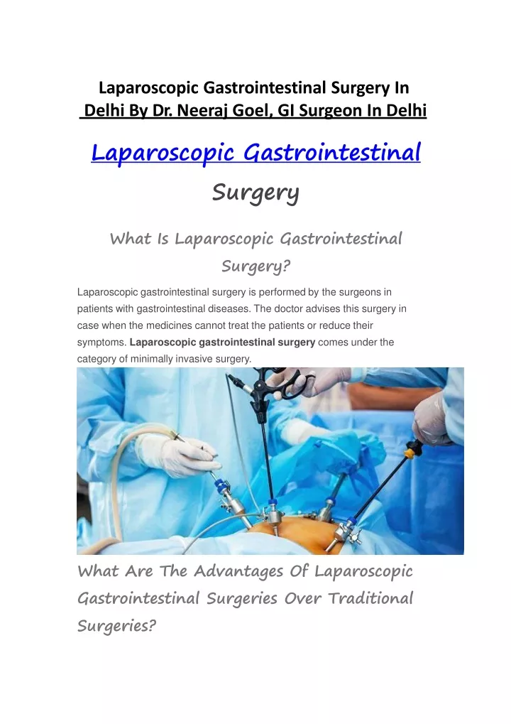 laparoscopic gastrointestinal surgery in delhi
