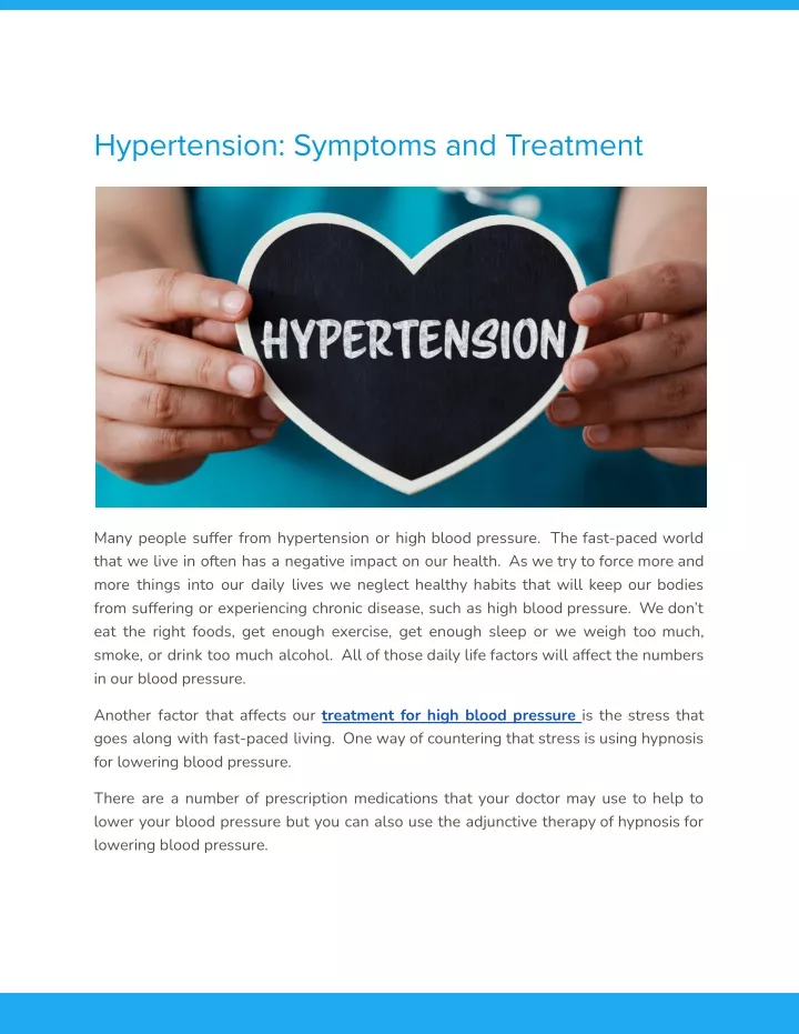 hypertension symptoms and treatment