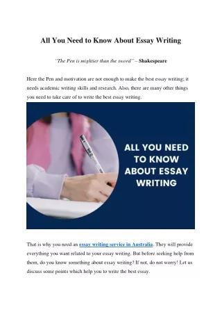 all you need to know about essay writing