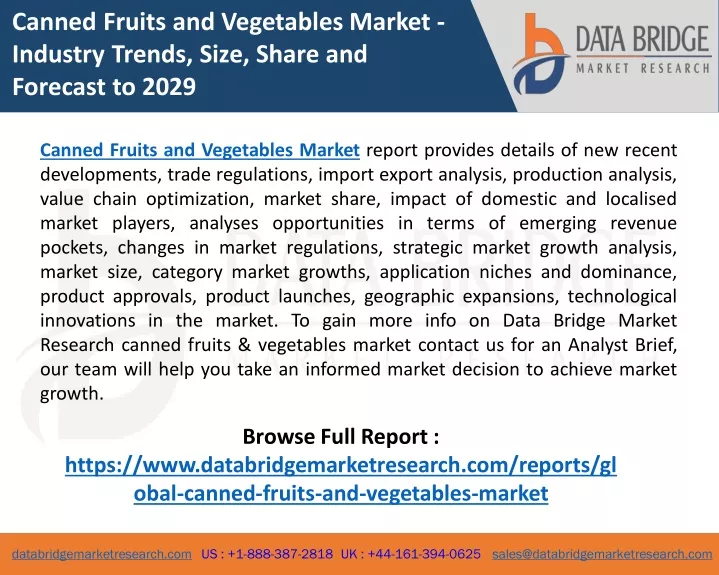canned fruits and vegetables market industry