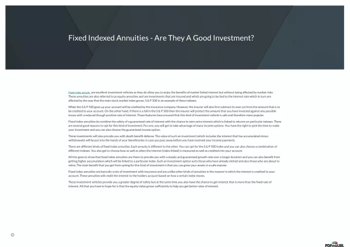 fixed indexed annuities are they a good investment