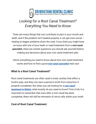 Looking for a Root Canal Treatment? Everything You Need to Know