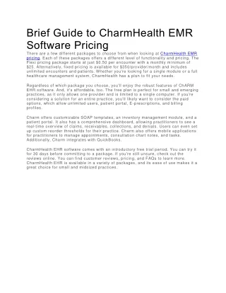 brief guide to charmhealth emr software pricing
