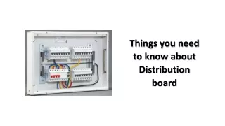 Things you need to know about Distribution board