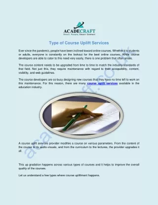 type of course uplift services