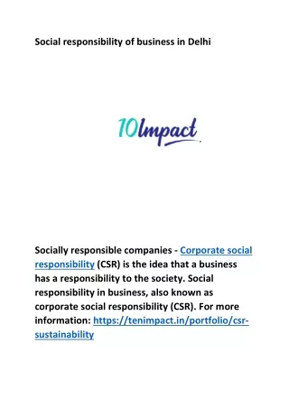 Social responsibility of business in Delhi