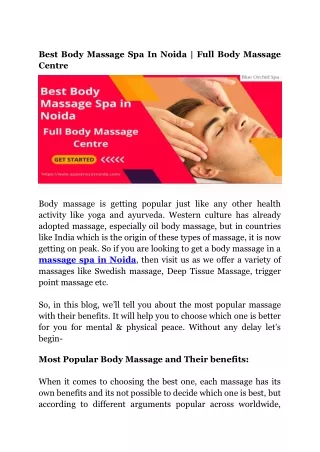 Best Body Massage Spa in Noida _ Full Body Massage Centre