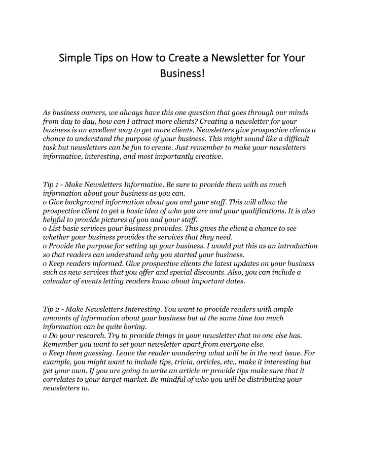 simple tips on how to create a newsletter