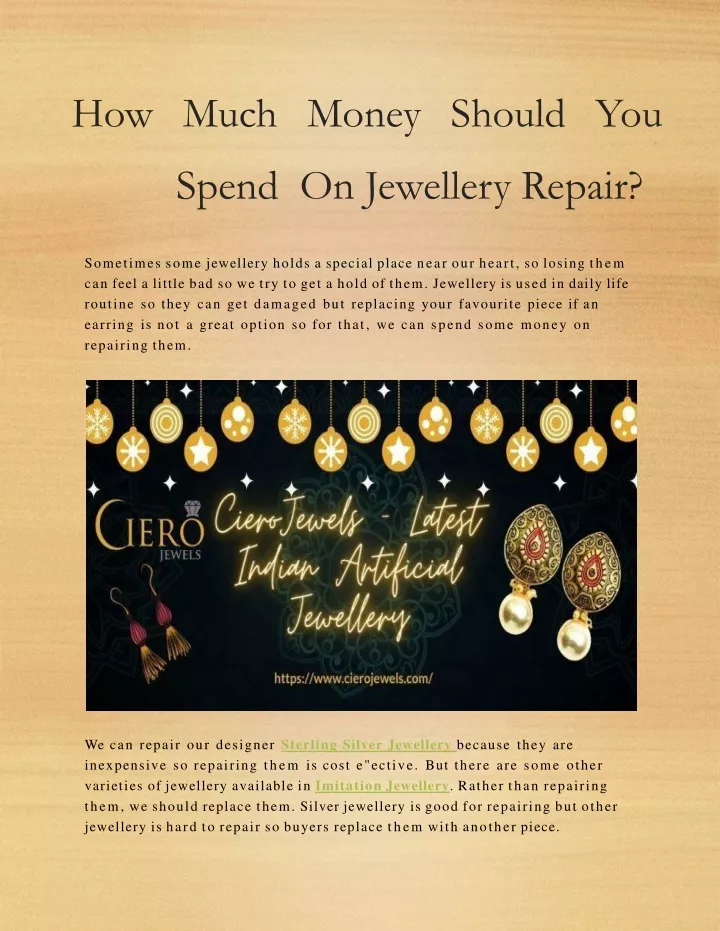 how much money should you spend on jewellery repair