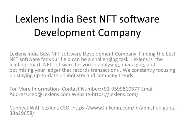 lexlens india best nft software development company