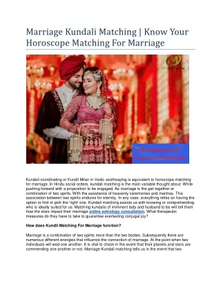 Marriage Kundali Matching  Know Your Horoscope matching for marriage
