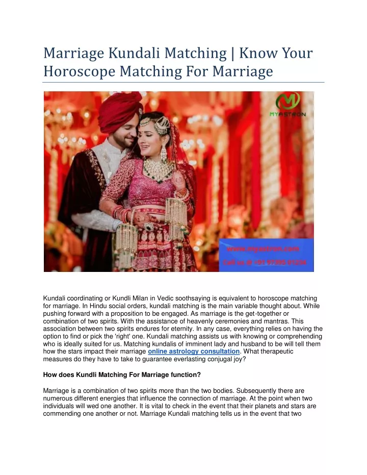 Horoscope Matching for Marriage