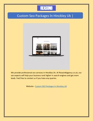 Custom Seo Packages In Hinckley Uk | Reason8agency.co.uk
