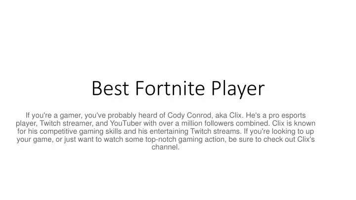 best fortnite player