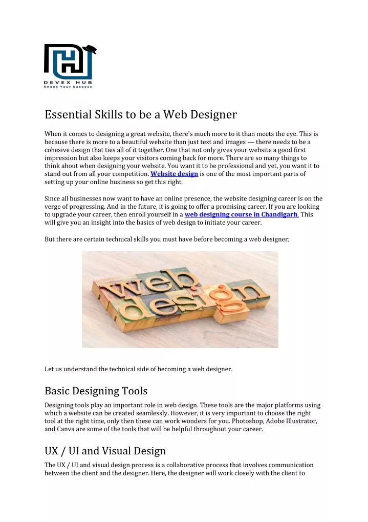 essential skills to be a web designer