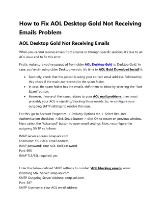 How to Fix AOL Not Receiving Emails Problem