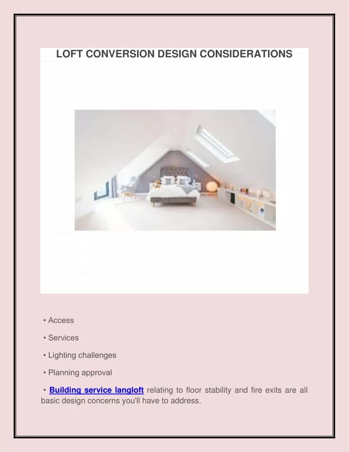 loft conversion design considerations