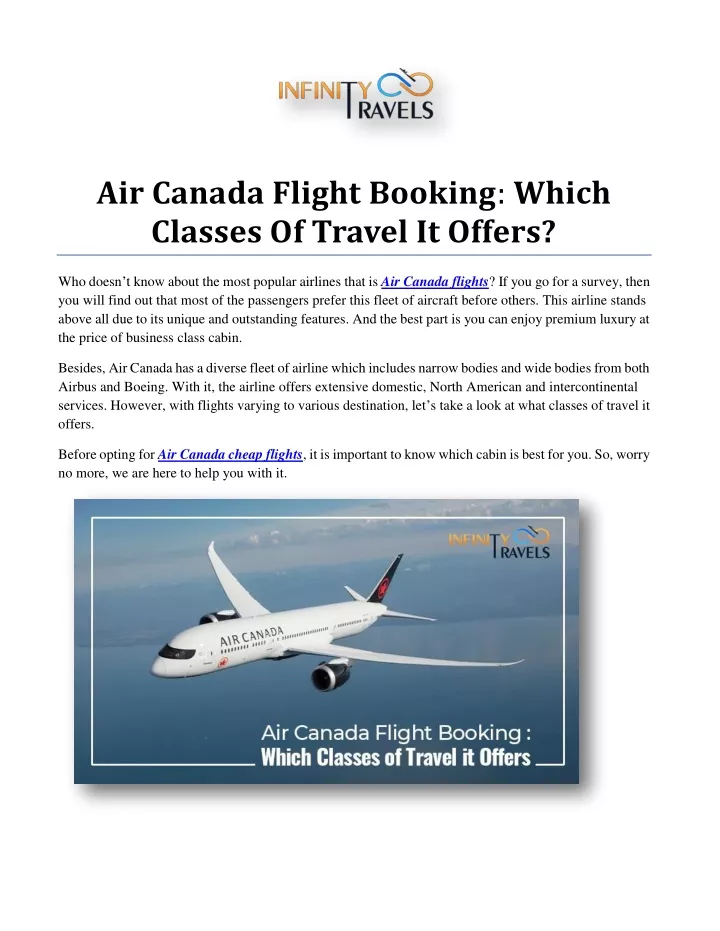 air canada flight booking which classes of travel