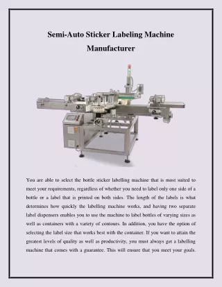 Semi-Auto Sticker Labeling Machine Manufacturer
