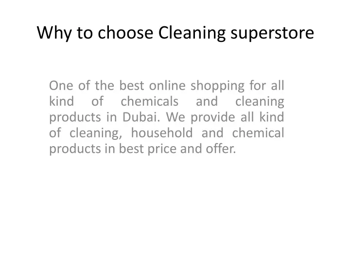 why to choose cleaning superstore