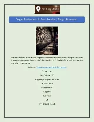 Vegan Restaurants in Soho London | Ping-culture.com