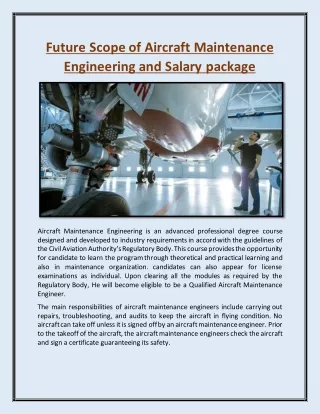 future scope of aircraft maintenance engineering