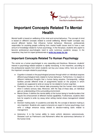 important concepts related to mental health