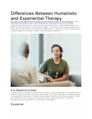 Differences Between Humanistic and Experiential Therapy