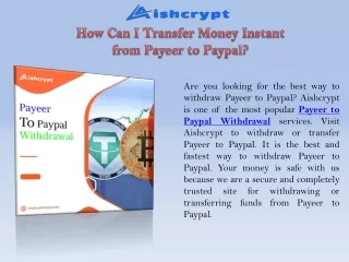 How Can I Transfer Money Instant from Payeer to Paypal