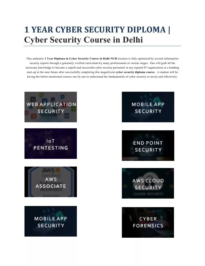 1 year cyber security diploma cyber security